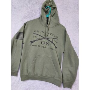 Grunt Style Men's Olive Green Hooded Sweatshirt - GS Logo
